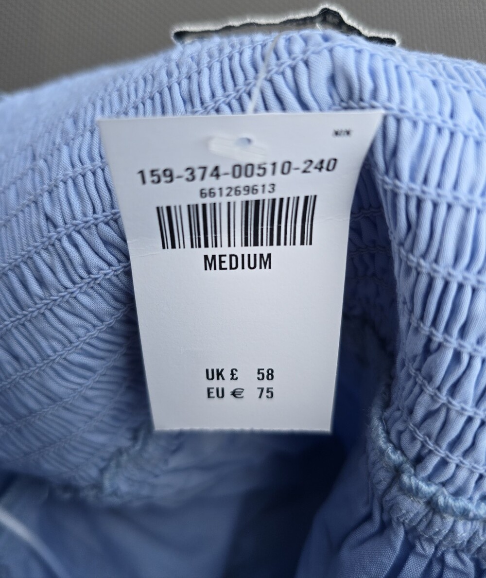 Abercrombie & Fitch A&F Emerson Poplin Puff Sleeve Mini Dress Blue Size Medium - Picture 5 of 6